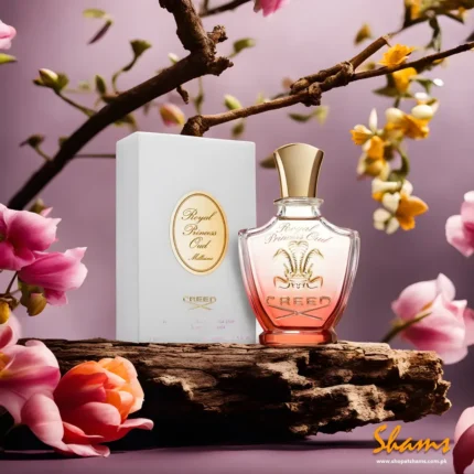 Creed Royal Princess Oud Edp luxury bottle with flowers