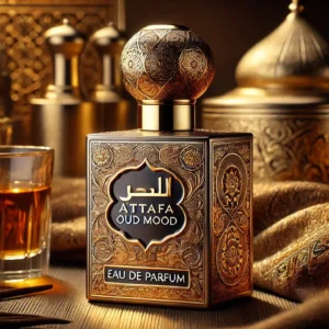 Luxury oud mood parfum bottle by lattafa